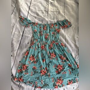 Exist Teal and Red Floral short dress